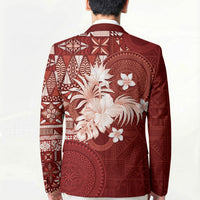 Tonga Ngatu Motifs Blazer With Coat Of Arms Red LT05 - Polynesian Pride