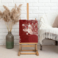 Tonga Ngatu Motifs Canvas Wall Art With Coat Of Arms Red LT05 - Polynesian Pride