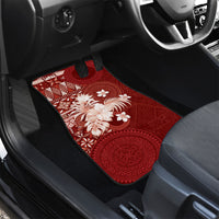 Tonga Ngatu Motifs Car Mats With Coat Of Arms Red LT05 - Polynesian Pride
