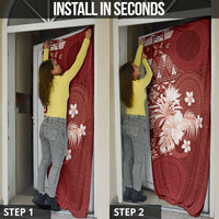 Tonga Ngatu Motifs Door Cover With Coat Of Arms Red LT05 - Polynesian Pride