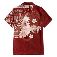 Tonga Ngatu Motifs Hawaiian Shirt With Coat Of Arms Red LT05 - Polynesian Pride