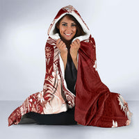 Tonga Ngatu Motifs Hooded Blanket With Coat Of Arms Red LT05 - Polynesian Pride