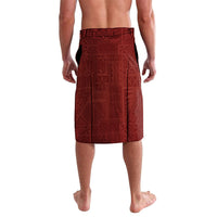 Tonga Ngatu Motifs Lavalava With Coat Of Arms Red LT05 - Polynesian Pride