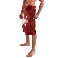 Tonga Ngatu Motifs Lavalava With Coat Of Arms Red LT05 - Polynesian Pride