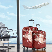 Tonga Ngatu Motifs Luggage Cover With Coat Of Arms Red LT05 - Polynesian Pride