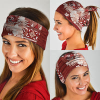 Tonga Ngatu Motifs Neck Gaiter With Coat Of Arms Red LT05 - Polynesian Pride