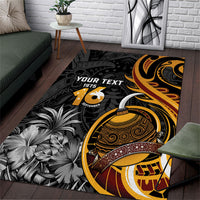 Personalised Papua New Guinea Area Rug Happy Independence Day LT05 Black - Polynesian Pride