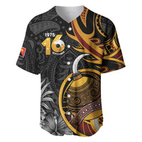 Personalised Papua New Guinea Baseball Jersey Happy 50th Independence Anniversary LT05 Black - Polynesian Pride