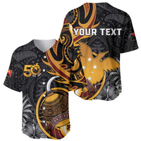 Personalised Papua New Guinea Baseball Jersey Happy 50th Independence Anniversary LT05 - Polynesian Pride