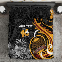 Personalised Papua New Guinea Bedding Set Happy 50th Independence Anniversary LT05 Black - Polynesian Pride