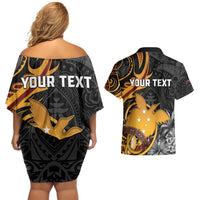 Personalised Papua New Guinea Couples Matching Off Shoulder Short Dress and Hawaiian Shirt Happy Independence Day LT05 - Polynesian Pride