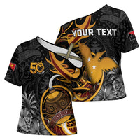 Personalised Papua New Guinea Cross Shoulder Shirt Happy Independence Day LT05 - Polynesian Pride