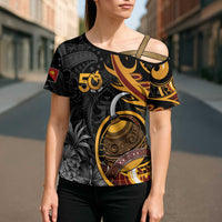 Personalised Papua New Guinea Cross Shoulder Shirt Happy Independence Day LT05 - Polynesian Pride