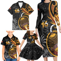 Personalised Papua New Guinea Family Matching Long Sleeve Bodycon Dress and Hawaiian Shirt Happy Independence Day LT05 - Polynesian Pride