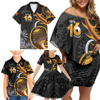 Personalised Papua New Guinea Family Matching Off Shoulder Short Dress and Hawaiian Shirt Happy Independence Day LT05 - Polynesian Pride