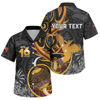 Personalised Papua New Guinea Family Matching Off Shoulder Short Dress and Hawaiian Shirt Happy Independence Day LT05 Son's Shirt Black - Polynesian Pride