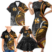 Personalised Papua New Guinea Family Matching Short Sleeve Bodycon Dress and Hawaiian Shirt Happy Independence Day LT05 - Polynesian Pride