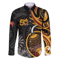 Personalised Papua New Guinea Family Matching Short Sleeve Bodycon Dress and Hawaiian Shirt Happy 50th Independence Anniversary - Polynesian Pride