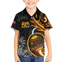 Personalised Papua New Guinea Family Matching Short Sleeve Bodycon Dress and Hawaiian Shirt Happy 50th Independence Anniversary - Polynesian Pride