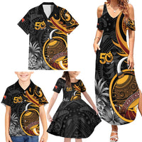 Personalised Papua New Guinea Family Matching Summer Maxi Dress and Hawaiian Shirt Happy 50th Independence Anniversary - Polynesian Pride