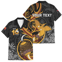 Personalised Papua New Guinea Family Matching Summer Maxi Dress and Hawaiian Shirt Happy Independence Day LT05 Dad's Shirt - Short Sleeve Black - Polynesian Pride