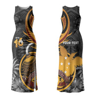 Personalised Papua New Guinea Family Matching Tank Maxi Dress and Hawaiian Shirt Happy Independence Day LT05 Mom's Dress Black - Polynesian Pride