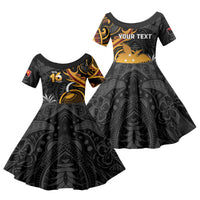 Personalised Papua New Guinea Family Matching Tank Maxi Dress and Hawaiian Shirt Happy Independence Day LT05 Daughter's Dress Black - Polynesian Pride