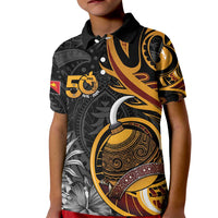 Personalised Papua New Guinea Kid Polo Shirt Happy 50th Independence Anniversary LT05 Kid Black - Polynesian Pride