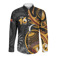 Personalised Papua New Guinea Long Sleeve Button Shirt Happy Independence Day LT05 Unisex Black - Polynesian Pride