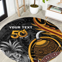 Personalised Papua New Guinea Round Carpet Happy Independence Day LT05 Black - Polynesian Pride