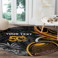 Personalised Papua New Guinea Round Carpet Happy 50th Independence Anniversary - Polynesian Pride