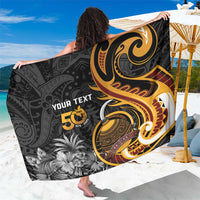 Personalised Papua New Guinea Sarong Happy 50th Independence Anniversary LT05 One Size 44 x 66 inches Black - Polynesian Pride