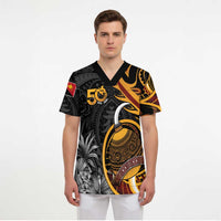 Personalised Papua New Guinea Scrub Top Happy 50th Independence Anniversary - Polynesian Pride