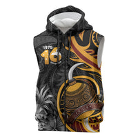 Personalised Papua New Guinea Sleeveless Zip Hoodie Happy 50th Independence Anniversary LT05 Black - Polynesian Pride