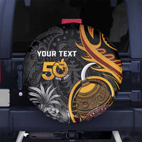 Personalised Papua New Guinea Spare Tire Cover Happy Independence Day LT05 Black - Polynesian Pride