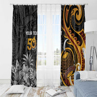 Personalised Papua New Guinea Window Curtain Happy 50th Independence Anniversary - Polynesian Pride