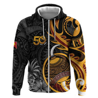 Personalised Papua New Guinea Zip Hoodie Happy Independence Day LT05 Zip Hoodie Black - Polynesian Pride