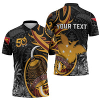 Personalised Papua New Guinea Zipper Polo Shirt Happy 50th Independence Anniversary LT05 - Polynesian Pride