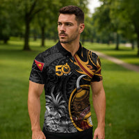 Personalised Papua New Guinea Zipper Polo Shirt Happy 50th Independence Anniversary LT05 - Polynesian Pride