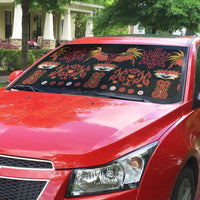 Papua Batik Motif Auto Sun Shade Papua Spirit Black Version - Polynesian Pride