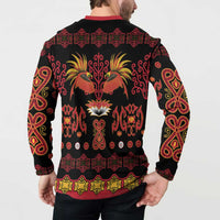 Papua Batik Motif Button Sweatshirt Papua Spirit Black Version LT05 - Polynesian Pride