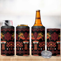 Papua Batik Motif 4 in 1 Can Cooler Tumbler Papua Spirit Black Version LT05 - Polynesian Pride