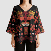 Papua Batik Motif Kimono Sleeve Blouse Papua Spirit Black Version LT05 - Polynesian Pride