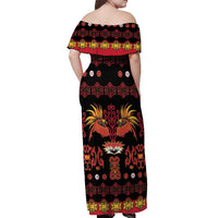 Papua Batik Motif Off Shoulder Maxi Dress Papua Spirit Black Version LT05 - Polynesian Pride