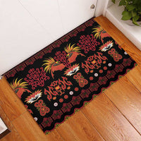 Papua Batik Motif Rubber Doormat Papua Spirit Black Version LT05 - Polynesian Pride