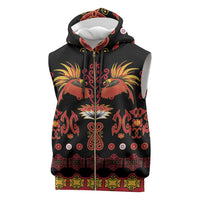 Papua Batik Motif Sleeveless Zip Hoodie Papua Spirit Black Version LT05 Black - Polynesian Pride