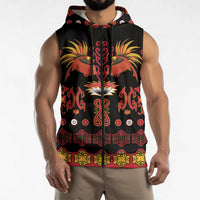 Papua Batik Motif Sleeveless Zip Hoodie Papua Spirit Black Version LT05 - Polynesian Pride