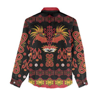 Papua Batik Motif Women Casual Shirt Papua Spirit Black Version - Polynesian Pride