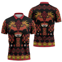 Papua Batik Motif Zipper Polo Shirt Papua Spirit Black Version LT05 - Polynesian Pride