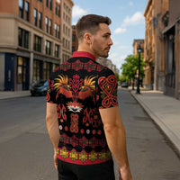 Papua Batik Motif Zipper Polo Shirt Papua Spirit Black Version LT05 - Polynesian Pride